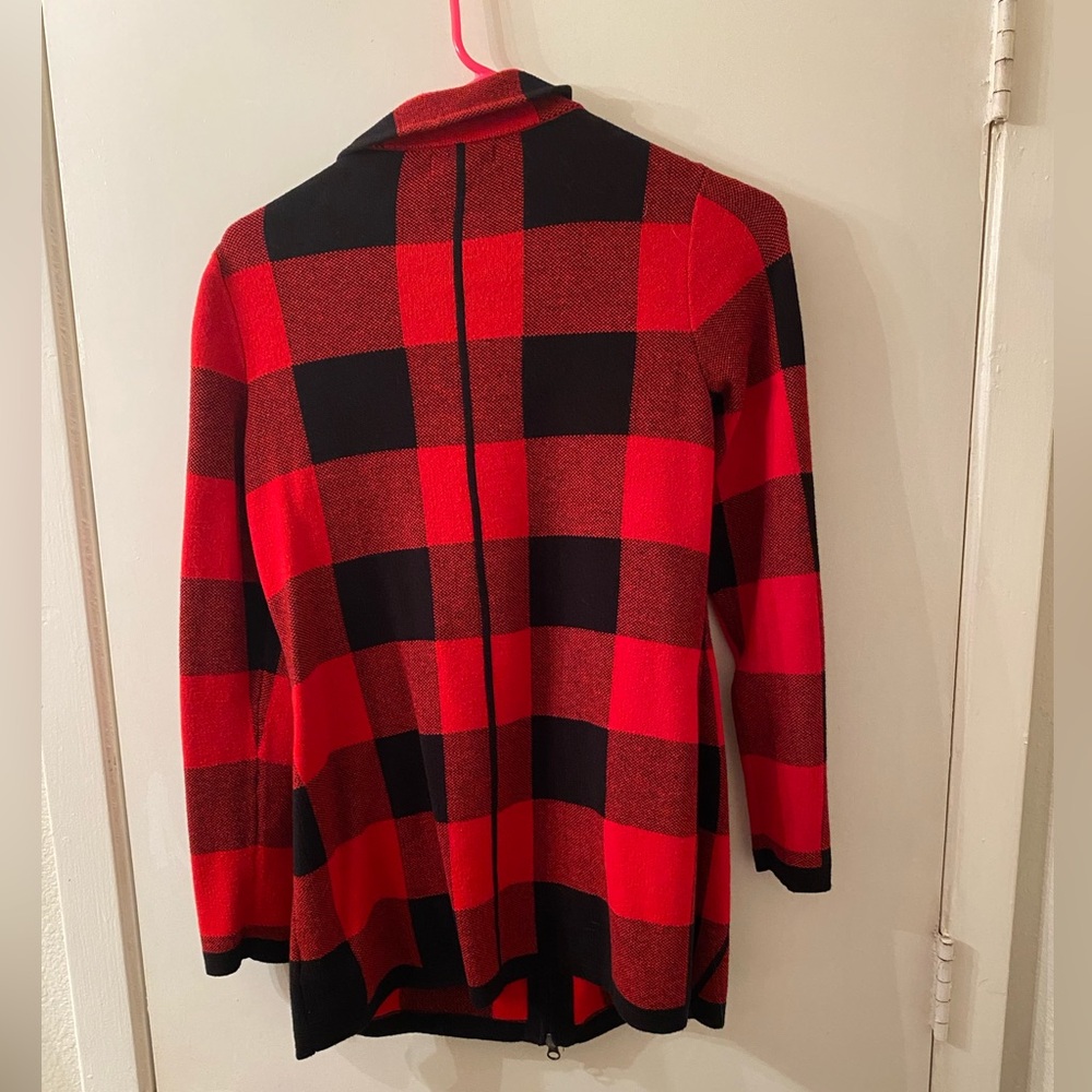 Adrienne Vittadini Red and Black Checkered Jacket - Picture 4 of 7